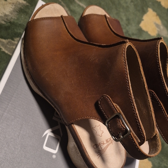 Dansko Tan Leather Open-Toe Mules - Picture 5 of 9